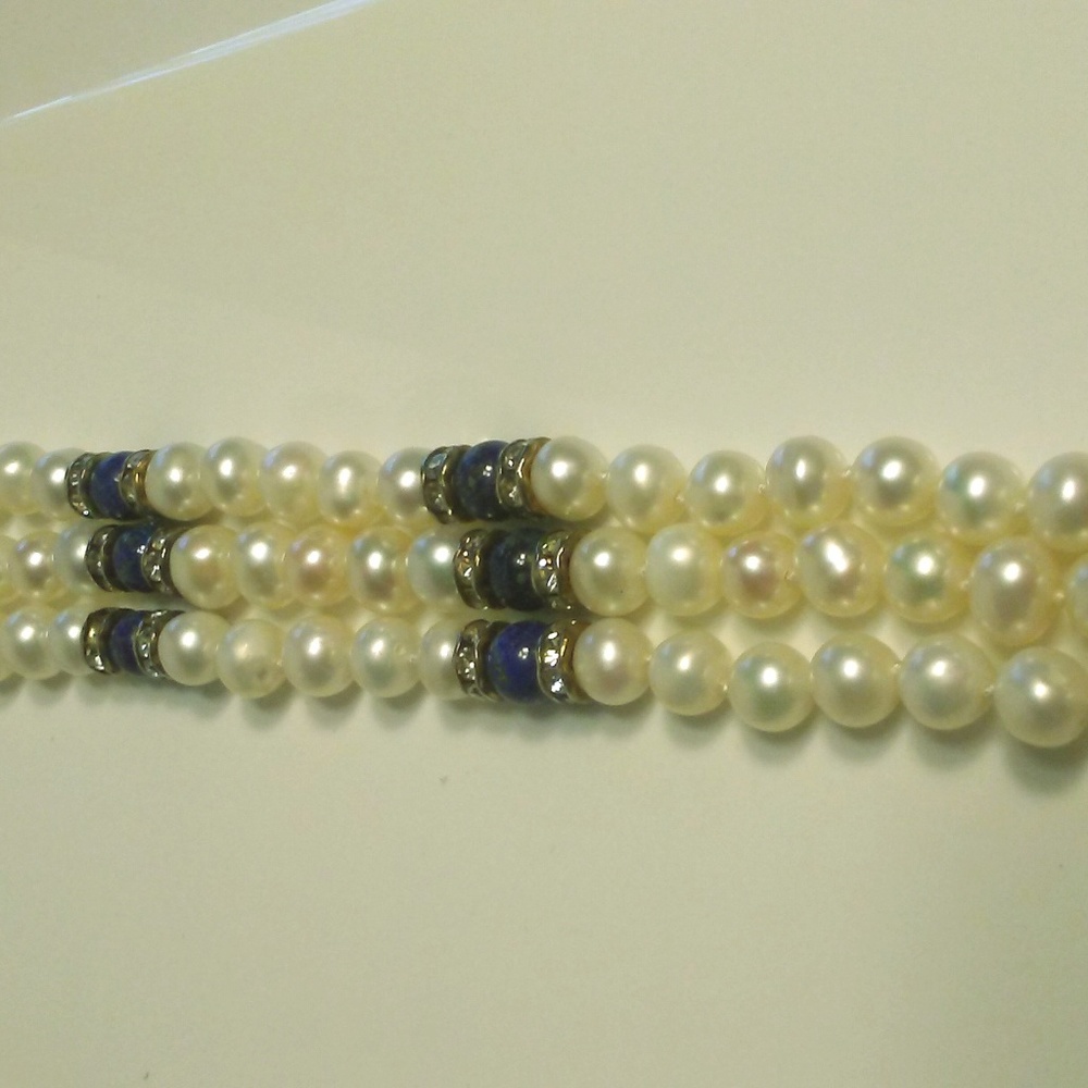 6 mm 14K Clasp Lapis Real Pearl Bracelet PEARLS!
